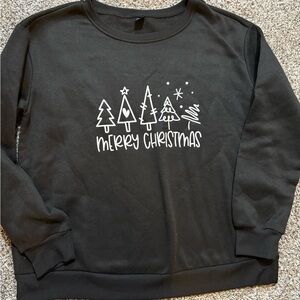 Black merry Christmas tree graphic sweatshirt